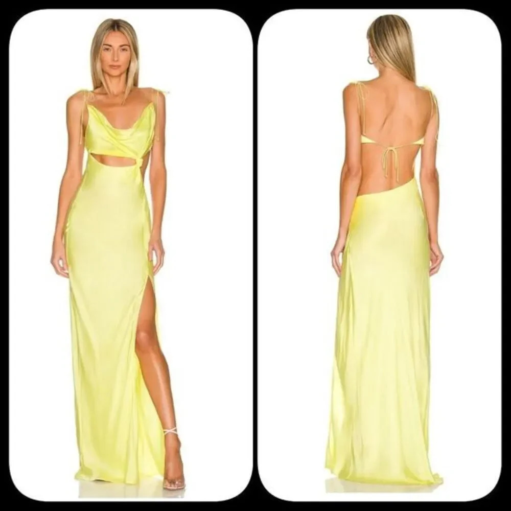 FOR Love & Lemons Kyra Cut Out Maxi Dress in Yellow